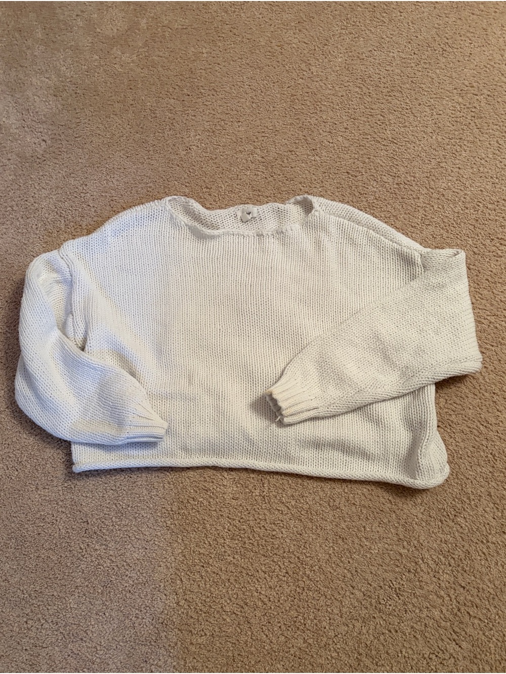 aerie Cream Knit Crewneck Sweater